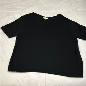 Talbots Black Short Sleeve Crewneck Top